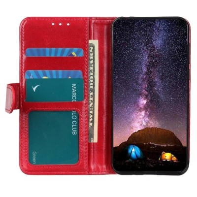 Xiaomi Poco X4 Pro raudonas odinis atverčiamas dėklas - knygutė | Priedai.lt