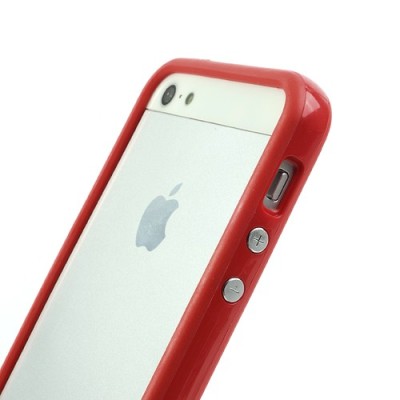 Apple iPhone 5 / 5S klasiskais sarkans cieta silikona rāmis (sānu apmale, bamperis) / Vacins.lv