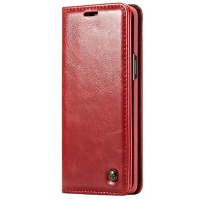 Samsung Galaxy S9+ (G965) „CaseMe“ solīds atvēramais ādas sarkans maciņš - maks | Vacins.lv
