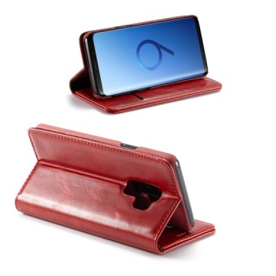 Samsung Galaxy S9+ (G965) „CaseMe“ solidus atverčiamas raudonas odinis dėklas - knygutė | Priedai.lt