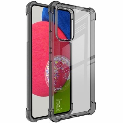 Samsung Galaxy A53 5G (SM-A536B) Imak pastiprinātas aizsardzības cieta silikona pelēks (TPU) dzidrs vāciņš + ekrāna aizsargplēve