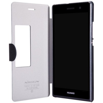 Huawei Ascend P7 juodas odinis atverčiamas Nillkin Fresh dėklas / Priedai.lt