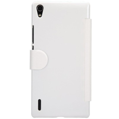Huawei Ascend P7 baltas odinis atverčiamas Nillkin Fresh dėklas / Priedai.lt