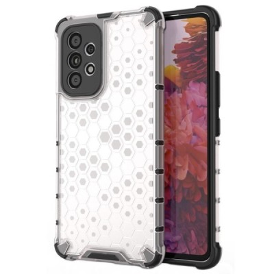 Honeycomb sustiprintos apsaugos Samsung Galaxy A13 5G (A04s) skaidrus kieto silikono (TPU) ir plastiko dėklas | Priedai.lt