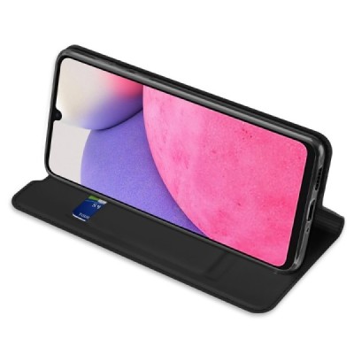 Samsung Galaxy A33 5G (SM-A336E) Dux Ducis Skin sērijas melns ādas atvērams maciņš | Vacins.lv