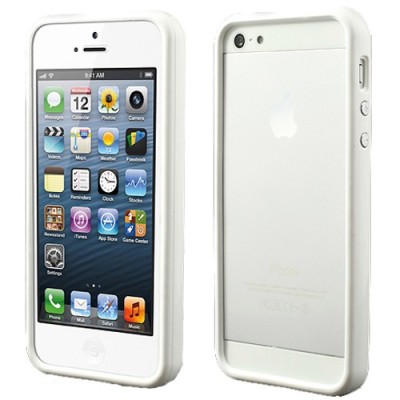 Baltas klasikinis Apple iPhone SE (5, 5s) rėmelis - kraštų apvadas (bamperis) / Priedai.lt