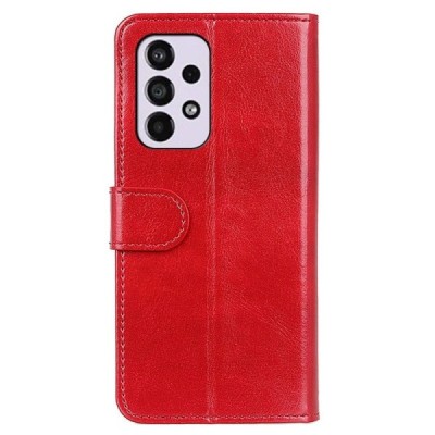 Samsung Galaxy A33 5G (SM-A336E) atvēramais ādas sarkans maciņš (maks) | Vacins.lv