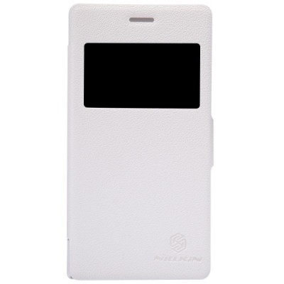 Sony Xperia M2 baltas odinis atverčiamas Nillkin Fresh dėklas / Priedai.lt