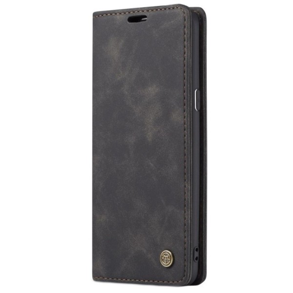 „CaseMe“ Retro solīds atvēramais ādas maciņš - melns (Galaxy S9+)