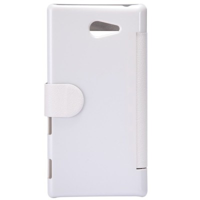 Sony Xperia M2 baltas odinis atverčiamas Nillkin Fresh dėklas / Priedai.lt