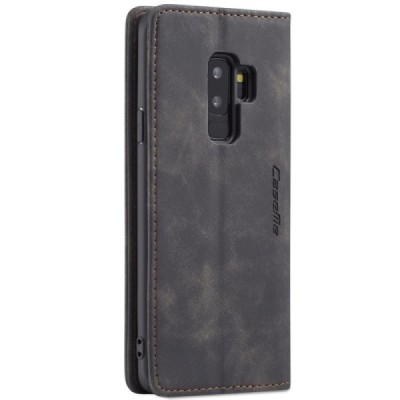 Samsung Galaxy S9+ (G965) CaseMe Retro solīds atvēramais ādas melns maciņš - maks | Vacins.lv