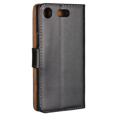 Sony Xperia XZ1 Compact atvēramais ādas melns Casual vāciņš (maks) | Vacins.lv