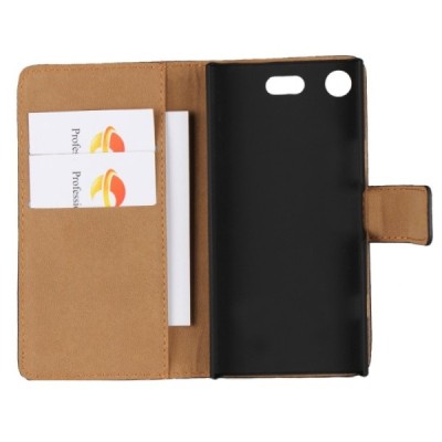 Sony Xperia XZ1 Compact atvēramais ādas melns Casual vāciņš (maks) | Vacins.lv