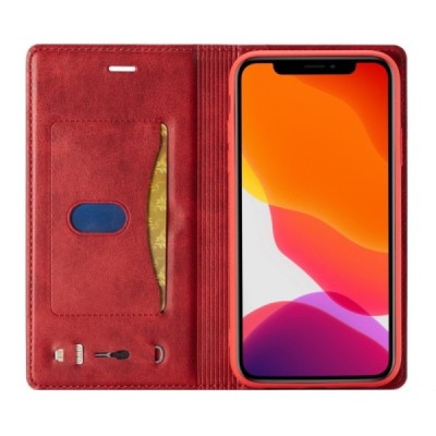 „Lc.Imeeke“ Apple iPhone 11 raudonas odinis atverčiamas dėklas | Priedai.lt