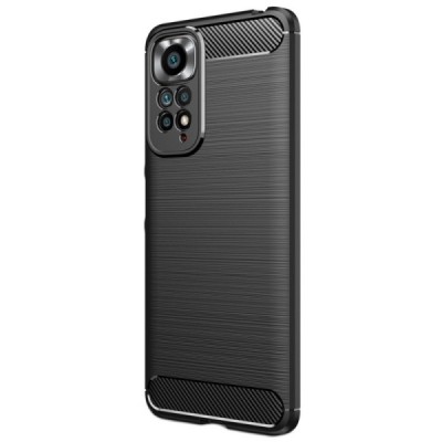 Xiaomi Redmi Note 11 4G „Carbon“ kieto silikono TPU juodas dėklas - nugarėlė | Priedai.lt