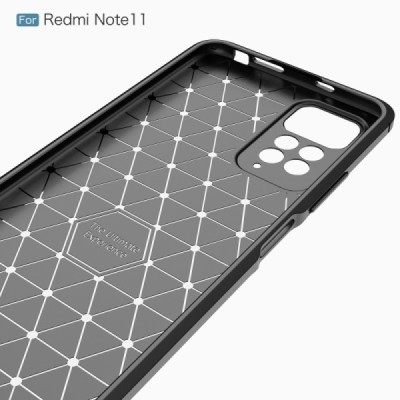 Xiaomi Redmi Note 11 4G „Carbon“ kieto silikono TPU juodas dėklas - nugarėlė | Priedai.lt