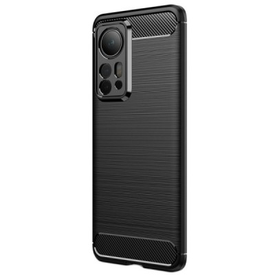 Xiaomi 12 Pro „Carbon“ kieto silikono TPU juodas dėklas - nugarėlė | Priedai.lt