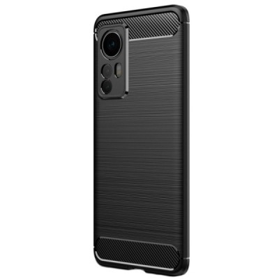 Xiaomi 12 (12X) „Carbon“ cieta silikona (TPU) melns apvalks | vacins.lv