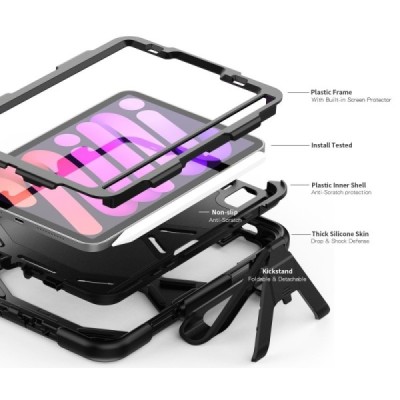 Apple iPad mini 6 2021 pastiprinātas aizsardzības melns vāciņš | Vacins.lv