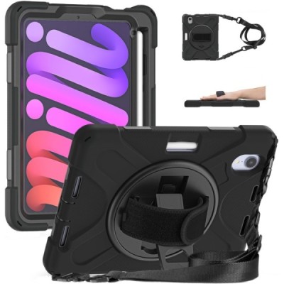 Apple iPad mini 6 2021 / mini 7 (2024) pastiprinātas aizsardzības melns (360°) apvalks, vaciņš | Vacins.lv