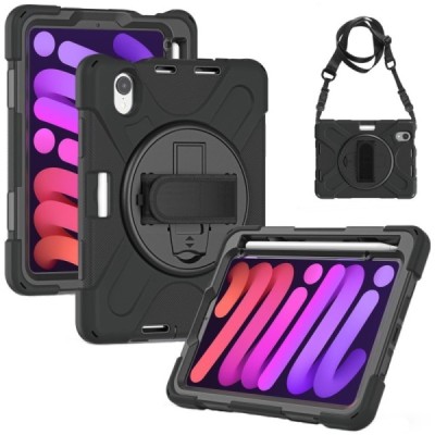 Apple iPad mini 6 2021 / mini 7 (2024) pastiprinātas aizsardzības melns (360°) apvalks, vaciņš | Vacins.lv