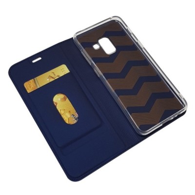 „Dux Ducis“ Skin serijos Samsung Galaxy A8 2018 (A530F) mėlynas odinis atverčiamas dėklas / Priedai.lt