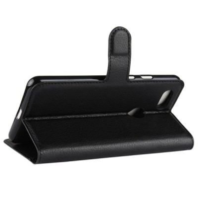 Google Pixel 3 atvēramais melns ādas Litchi maciņš (maks) | Vacins.lv