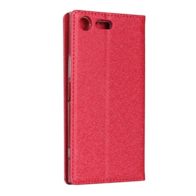 Sony Xperia XZ Premium „Silk“ Skin sērijas sarkans ādas atvērams maciņš | Vacins.lv