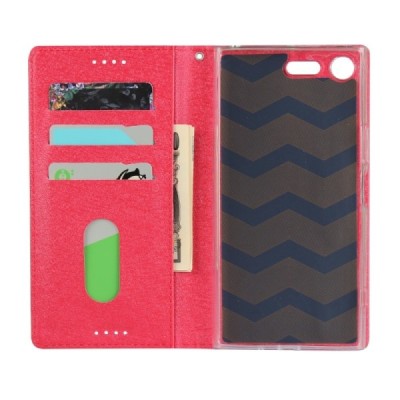 Sony Xperia XZ Premium „Silk“ Skin sērijas sarkans ādas atvērams maciņš | Vacins.lv