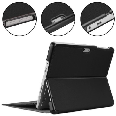 Microsoft Surface Go atverčiamas juodas odinis dėklas - knygutė (sulankstomas) | Priedai.lt