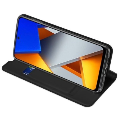 Xiaomi Poco M4 Pro 4G „Dux Ducis“ Skin sērijas melns ādas atvērams maciņš | Vacins.lv