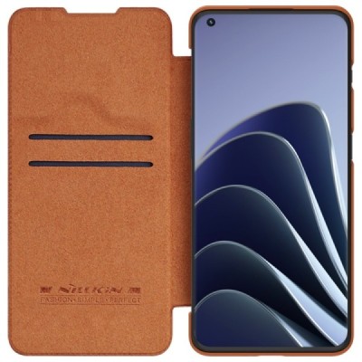 Greznais „Nillkin“ Qin sērijas ādas atvērams brūns OnePlus 10 Pro | Vacins.lv