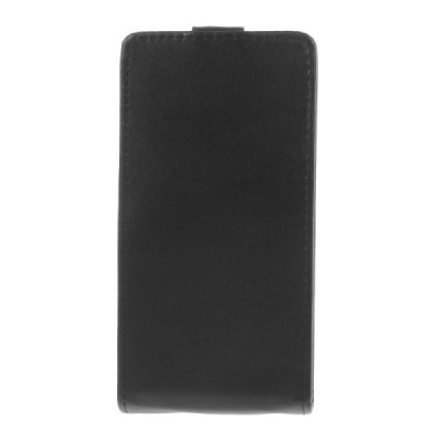 Sony Xperia M2 klasisks ādas vertikāli atvēramais melns futrālis / Vacins.lv