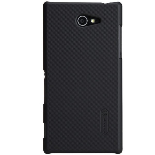 „Nillkin“ Frosted Shield dėklas - juodas + apsauginė ekrano plėvelė (Xperia M2)