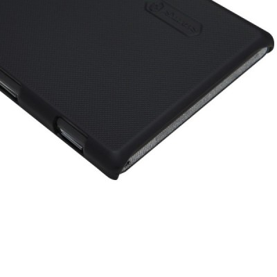 Nillkin Frosted Shield Sony Xperia M2 juodas plastikinis dėklas + apsauginė ekrano plėvelė / Priedai.lt