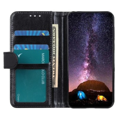 Xiaomi 12 (Xiaomi 12X) atverčiamas juodas odinis dėklas - piniginė | Priedai.lt