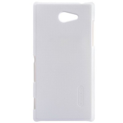 Nillkin Frosted Shield Sony Xperia M2 baltas plastikinis dėklas + apsauginė ekrano plėvelė / Priedai.lt