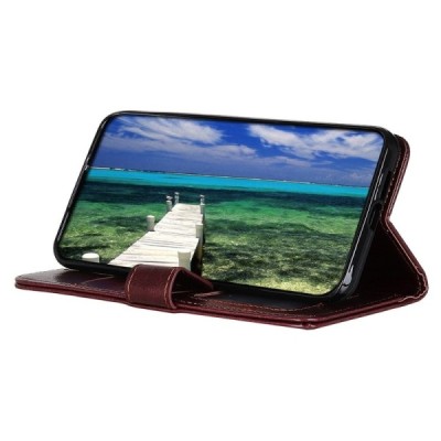 Xiaomi 12 (Xiaomi 12X) atverčiamas rudas odinis dėklas - piniginė | Priedai.lt