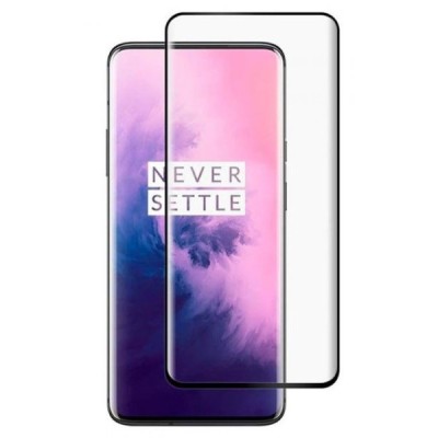 OnePlus 7 Pro (7T Pro) „Premium“ 9H Tempered Glass sustiprintos apsaugos juodas pilnai dengiantis apsauginis ekrano stiklas 0,2
