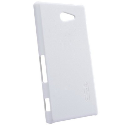Nillkin Frosted Shield Sony Xperia M2 baltas plastikinis dėklas + apsauginė ekrano plėvelė / Priedai.lt