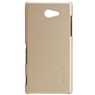 Nillkin Frosted Shield Sony Xperia M2 šampaninis plastikinis dėklas + apsauginė ekrano plėvelė / Priedai.lt