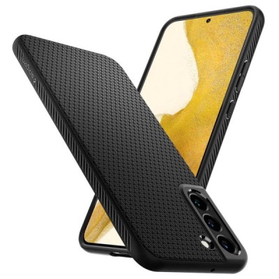 Samsung Galaxy S22+ 5G (SM-S906X) „Spigen“ Liquid Air melns cieta silikona apvalks | vacins.lv