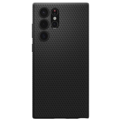 Samsung Galaxy S22 Ultra 5G (SM-S908X) „Spigen“ Liquid Air melns cieta silikona apvalks | vacins.lv