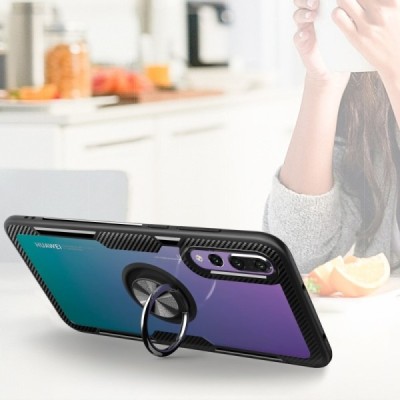 Huawei P20 Pro „Fashion“ Kickstand kieto silikono TPU skaidrus dėklas - nugarėlė | Priedai.lt