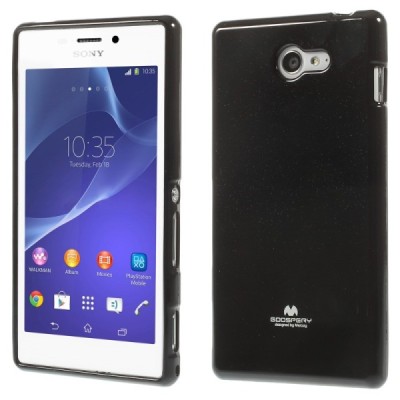 Sony Xperia M2 D2303 Mercury juodas kieto silikono tpu dėklas - nugarėlė / Priedai.lt