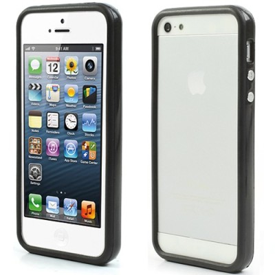 Juodas klasikinis Apple iPhone SE (5, 5s) rėmelis - kraštų apvadas (bamperis) / Priedai.lt