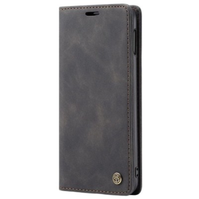 Samsung Galaxy S10e (G970) CaseMe Retro solidus atverčiamas juodas odinis dėklas - knygutė | Priedai.lt