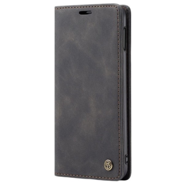 „CaseMe“ Retro solīds atvēramais ādas maciņš - melns (Galaxy S10e)