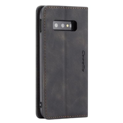 Samsung Galaxy S10e (G970) CaseMe Retro solīds atvēramais ādas melns maciņš - maks | Vacins.lv