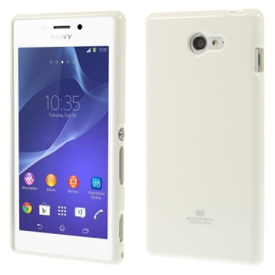 Sony Xperia M2 D2303 Mercury baltas kieto silikono tpu dėklas - nugarėlė / Priedai.lt